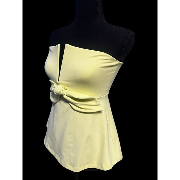 Susana Monaco Strapless Bow Front Top Lemon Yellow, BABY DOLL, SM - Picture 3 of 15